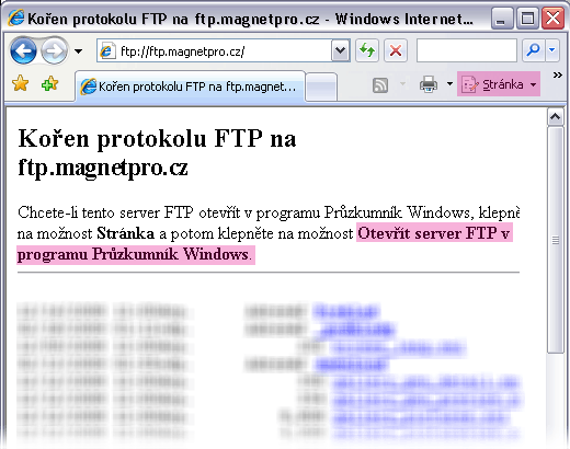 N�vod na p�ipojen� pomoc� FTP IE7 2/3