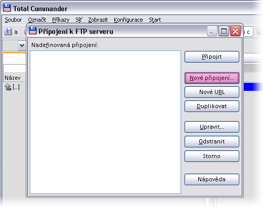 N�vod na p�ipojen� pomoc� FTP Total Commander 2/3